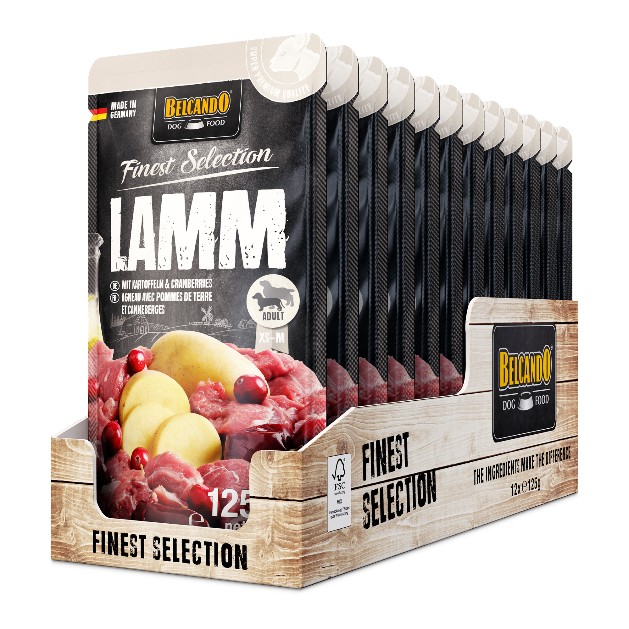 BELCANDO Finest Selection Lamm (Cordero y Patatas con Arándanos) - Pouch