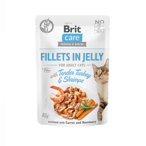 BRIT CARE Cat Fillets in Jelly with Tender Turkey & Shrimps - Pouch