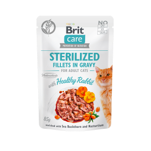 BRIT CARE Cat Sterilized Fillets in Gravy with Healthy Rabbit - Pouch