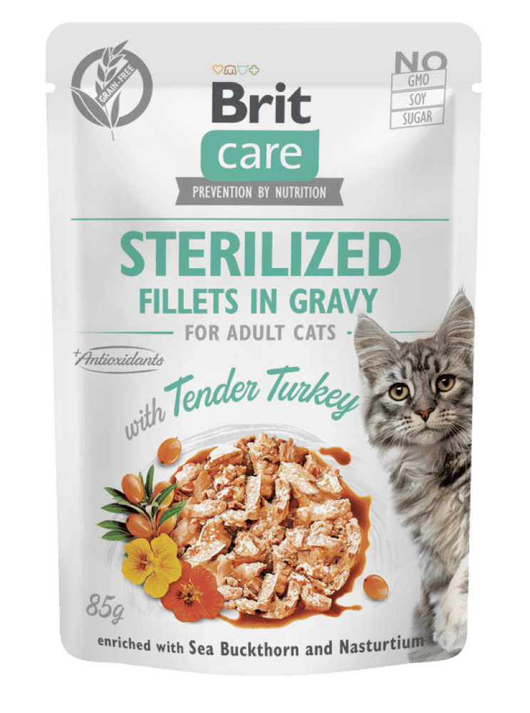 BRIT CARE Cat Sterilized Fillets in Gravy with Tender Turkey - Pouch