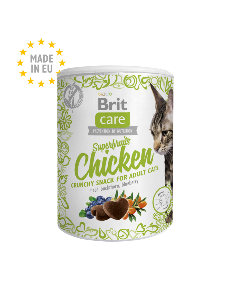 BRIT CARE Cat Superfruits Chicken Crunchy Snacks Gato Adulto - Lata