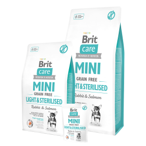 BRIT CARE Dog Grain Free Mini Light & Sterilised Rabbit & Salmon