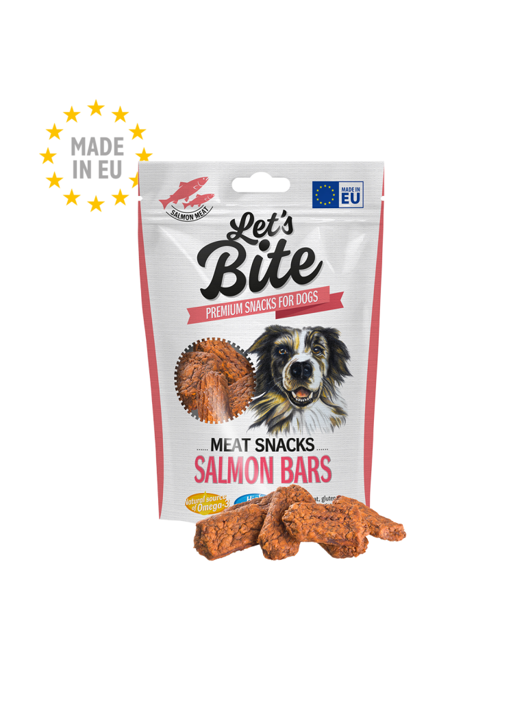 BRIT Let's Bite Dog Meat Snacks Salmon Bars - Pouch