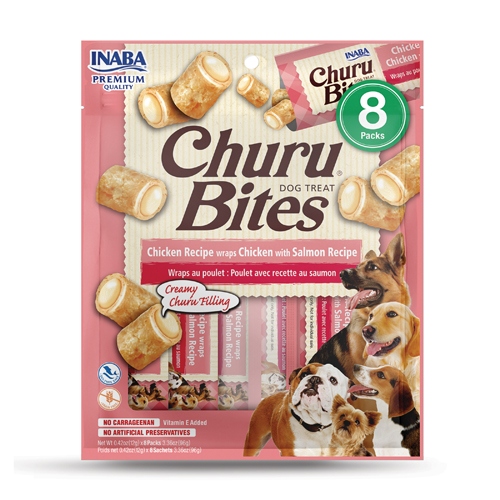INABA Churu Bites Dog Pollo con Salmon - 8 Tubos