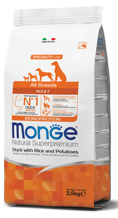 MONGE Canine Adult All Breeds Pato, Arroz y Papa