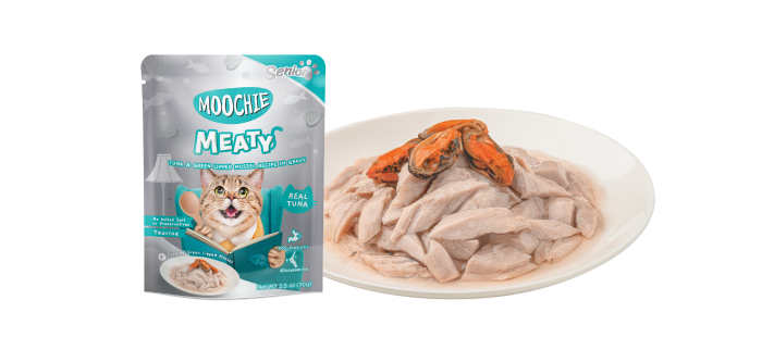 MOOCHIE Cat Meaty Atún y Mejillón Verde en Salsa - Pouch
