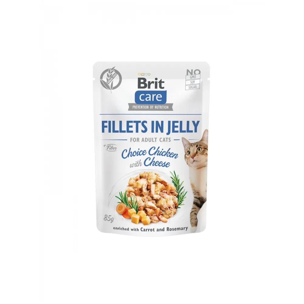 BRIT CARE Cat Fillets in Jelly Choice Chicken with Cheese - Pouch