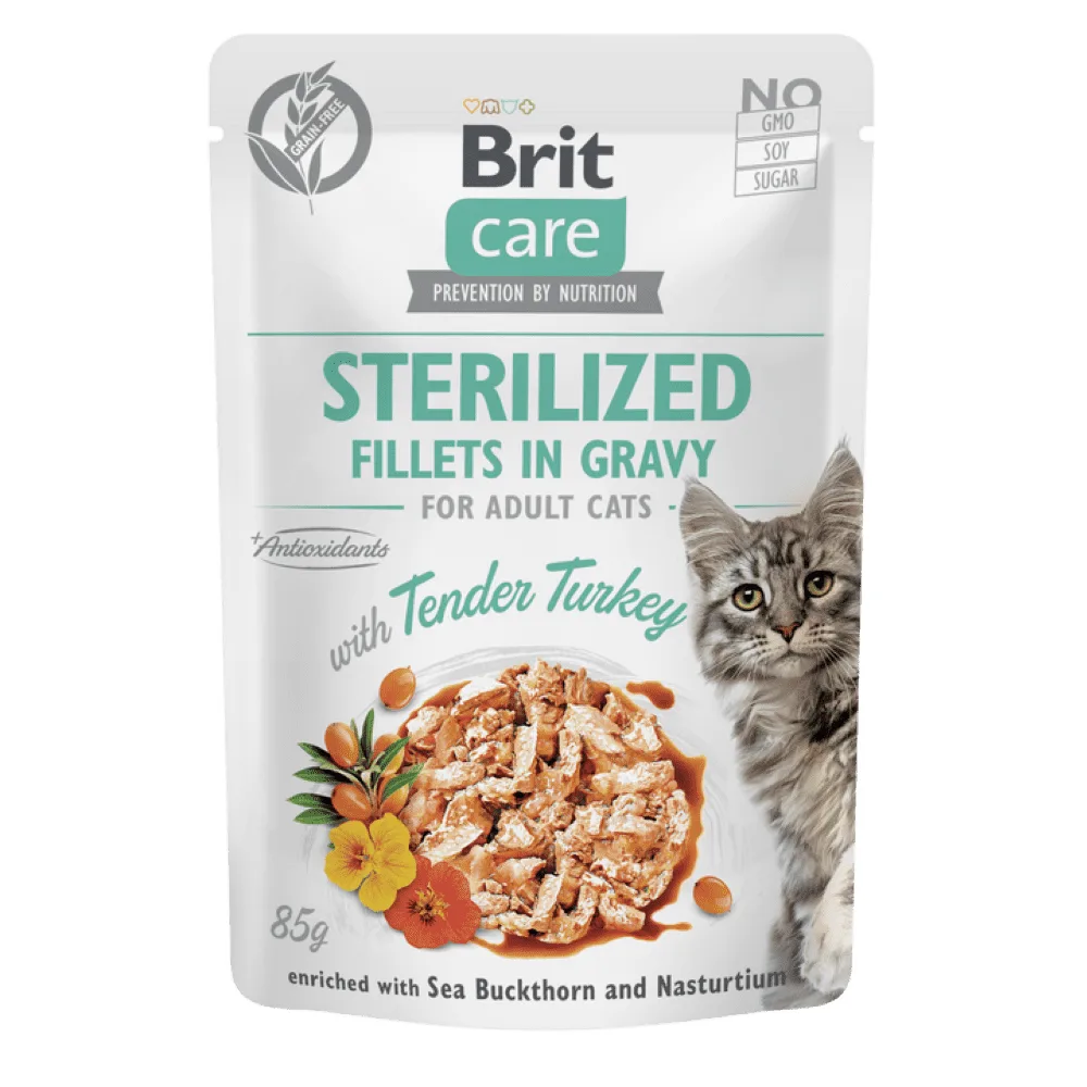 BRIT CARE Cat Sterilized Fillets in Gravy with Tender Turkey - Pouch
