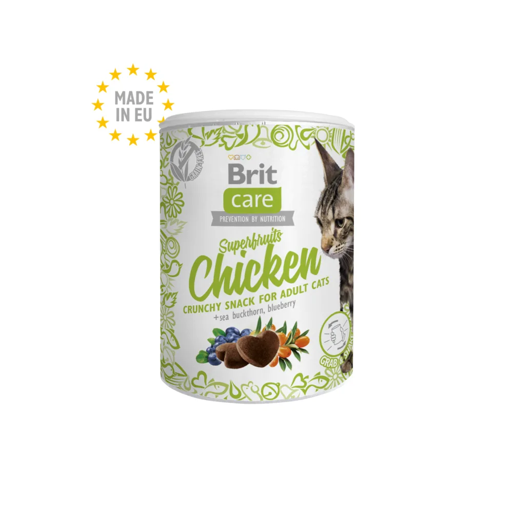 BRIT CARE Cat Superfruits Chicken Crunchy Snacks Gato Adulto - Lata