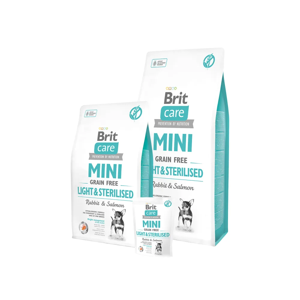 BRIT CARE Dog Grain Free Mini Light & Sterilised Rabbit & Salmon