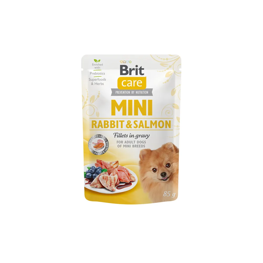 BRIT CARE Dog Mini Fillets In Gravy Rabbit & Salmon - Pouch