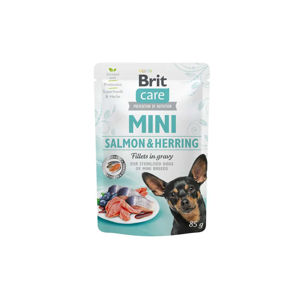 BRIT CARE Dog Mini Fillets In Gravy Sterilised Salmon & Herring - Pouch