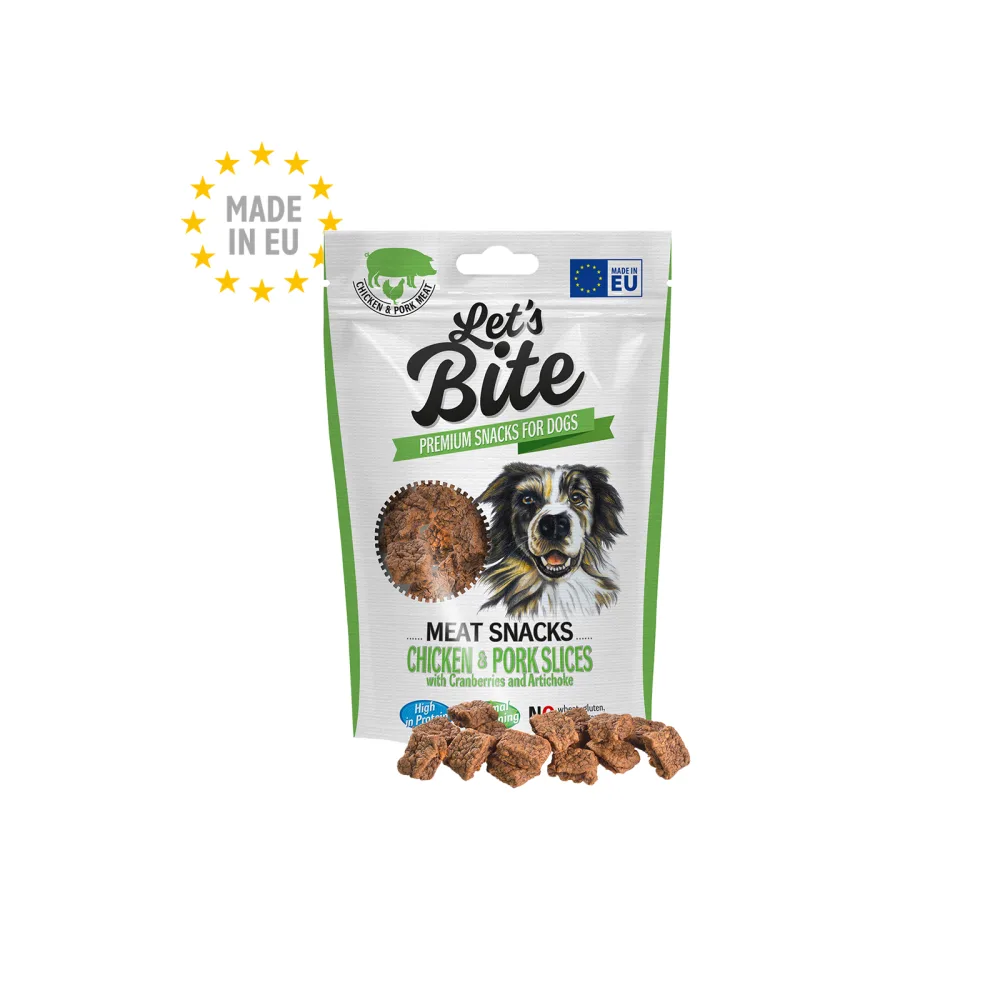 BRIT Let's Bite Dog Meat Snacks Chicken & Pork Slices - Pouch