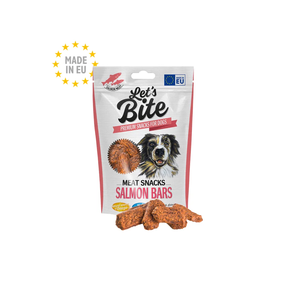 BRIT Let's Bite Dog Meat Snacks Salmon Bars - Pouch