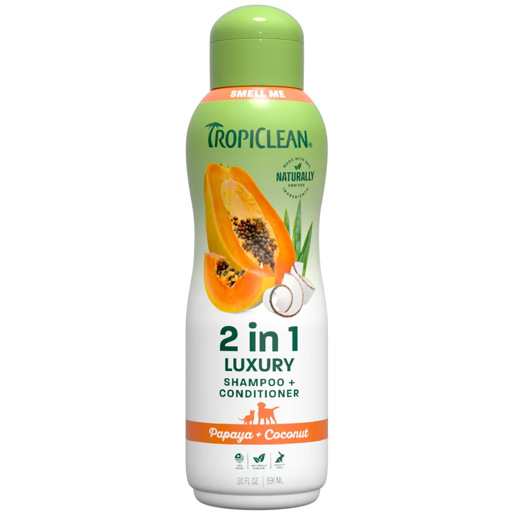 TROPICLEAN Papaya & Coconut Shampoo y Acondicionador para Perros y Gatos
